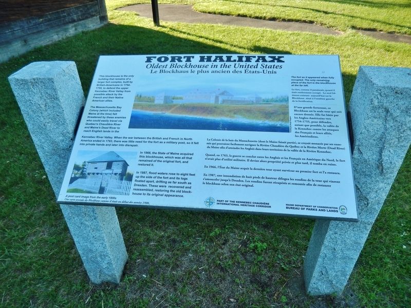 Fort Halifax Marker (<i>wide view</i>) image. Click for full size.