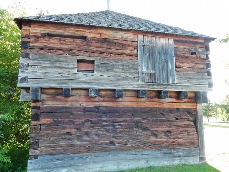 Fort Halifax Blockhouse Detail (<i>view from marker</i>) image. Click for full size.