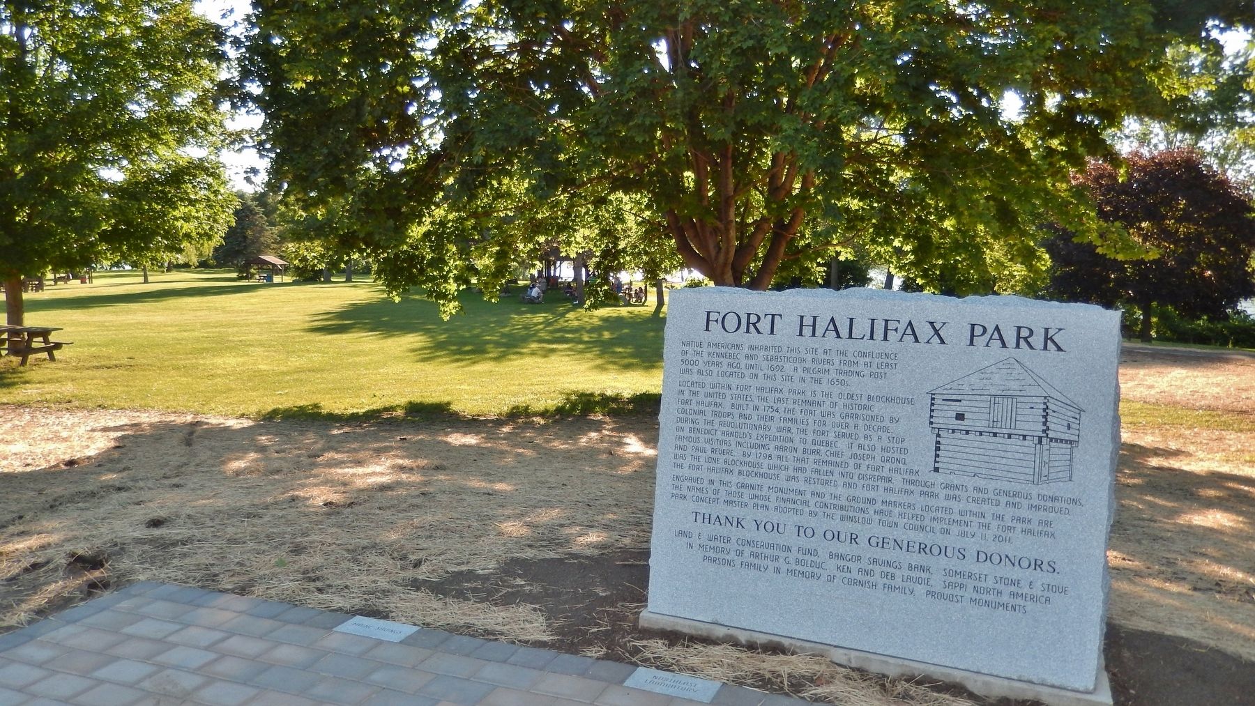 Fort Halifax Park Marker (<i>wide view</i>) image. Click for full size.