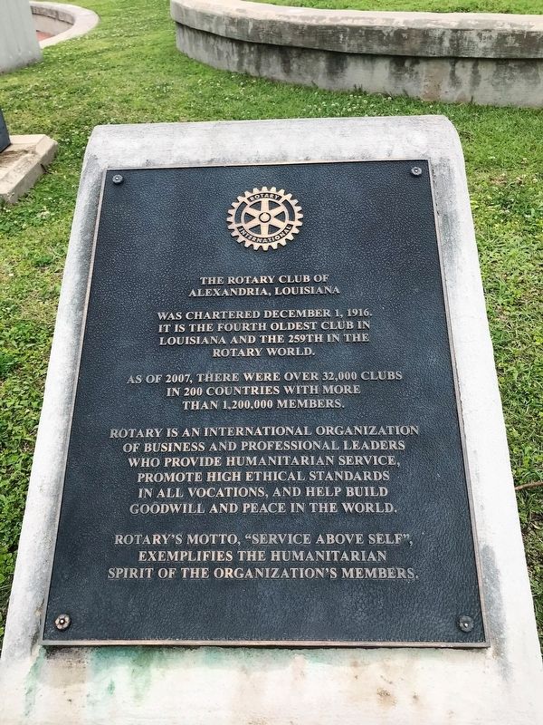 The Rotary Club of Alexandria, Louisiana Marker. Click for full size. The Rotary Club of Alexandria, Louisiana Marker image. Click for full size.