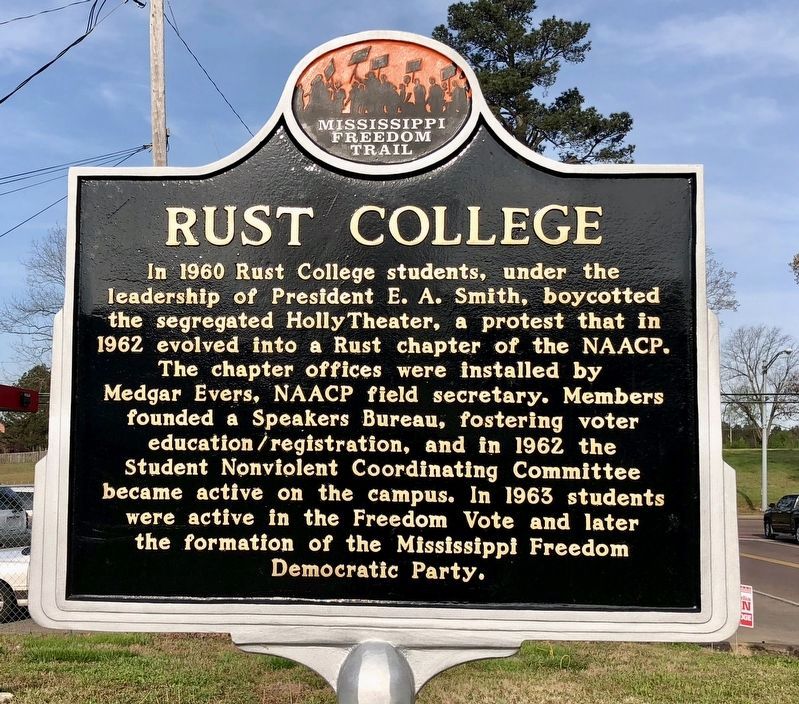 Rust College Freedom Trail marker (front) image. Click for full size.