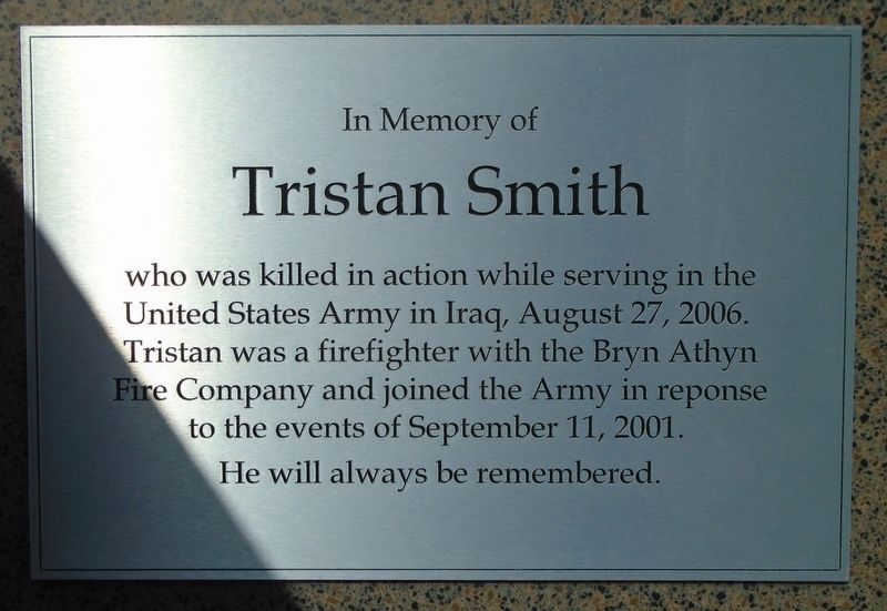 Tristan Smith Memorial Marker image. Click for full size.