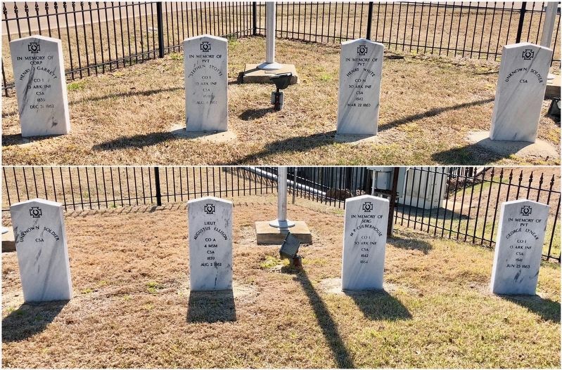 Closeup of CSA grave markers/cenotaphs at the park. image. Click for full size.