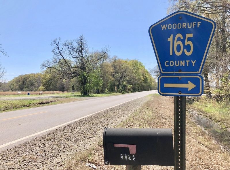 View of marker from just north on Arkansas Highway 33.. Click for full size. View of marker from just north on Arkansas Highway 33. image. Click for full size.