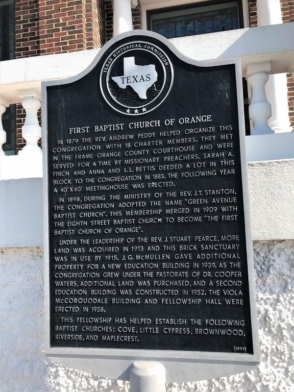 First Baptist Church of Orange Marker image. Click for full size.