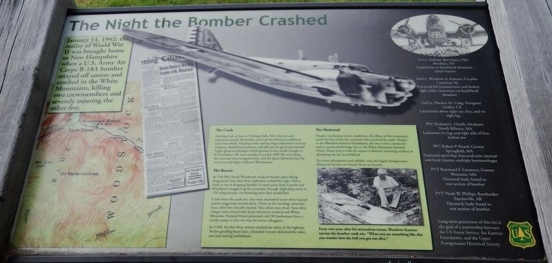 The Night the Bomber Crashed Marker. Click for full size. The Night the Bomber Crashed Marker image. Click for full size.