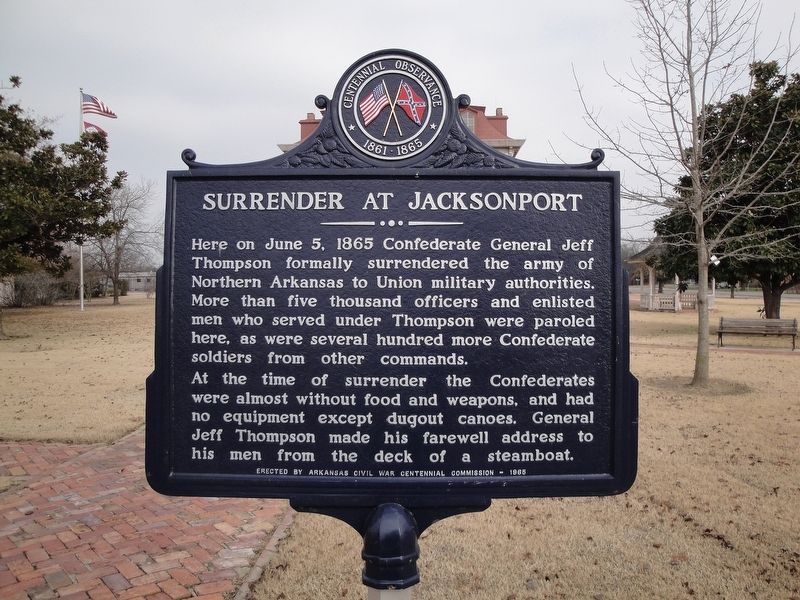 Photo of "Surrender at Jacksonport" marker taken prior to area renovation. image. Click for full size.