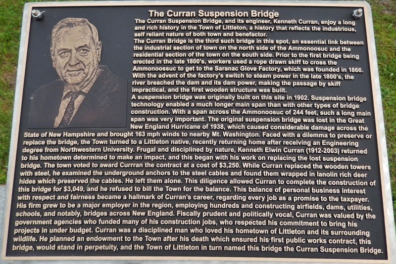 The Curran Suspension Bridge Marker. Click for full size. The Curran Suspension Bridge Marker image. Click for full size.