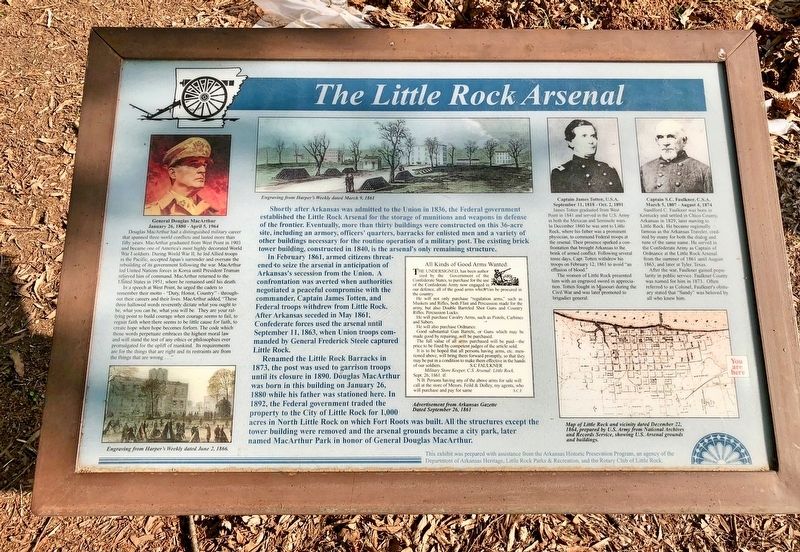 Another, nearby, marker about the Little Rock Arsenal. image. Click for full size.
