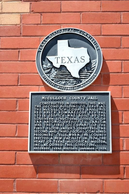 McCulloch County Jail Marker image. Click for full size.