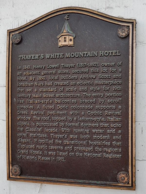 Thayer's White Mountain Hotel Marker image. Click for full size.