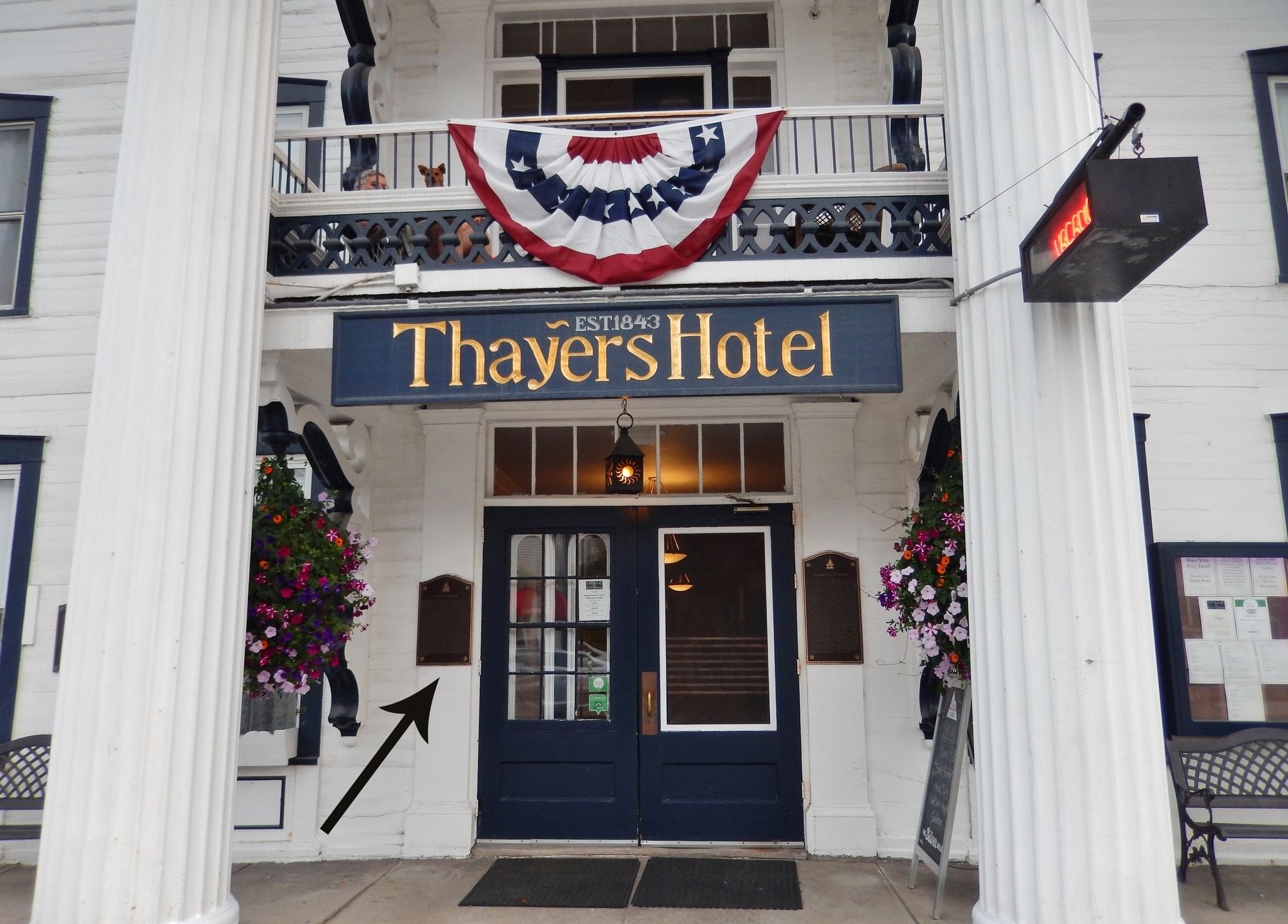 Host to History Marker (<i>wide view; marker visible just to the left of doors</i>). Click for full size. Host to History Marker (<i>wide view; marker visible just to the left of doors</i>) image. Click for full size.