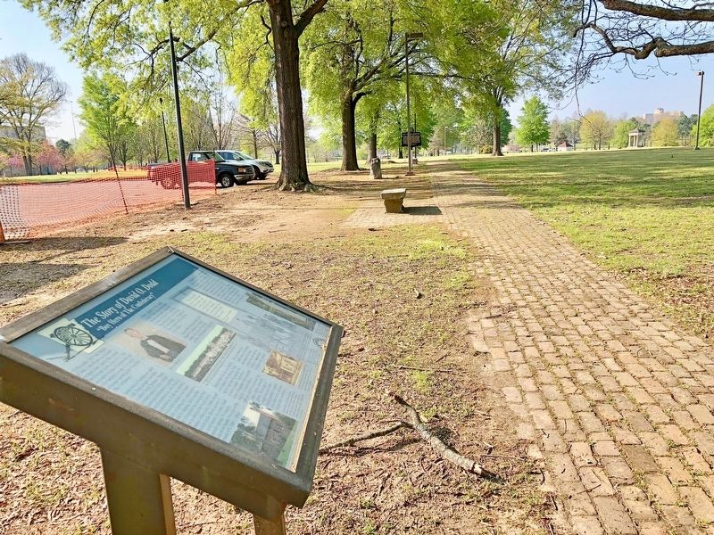 The Camden Expedition Marker in distance looking south in MacArthur Park. image. Click for full size.