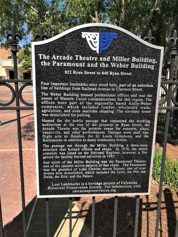 The Arcade Theatre and Miller Building, the Paramount and the Weber Building Marker image. Click for full size.