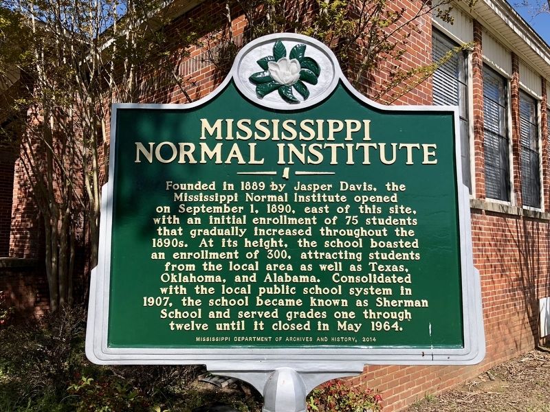 Mississippi Normal Institute Marker image. Click for full size.