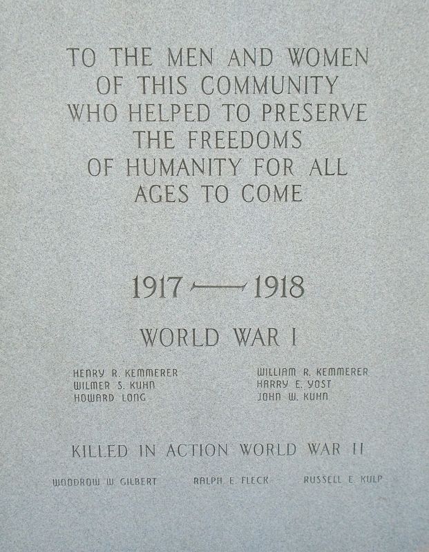 World Wars Memorial WWI Honor Roll and WWII Honored Dead image. Click for full size.