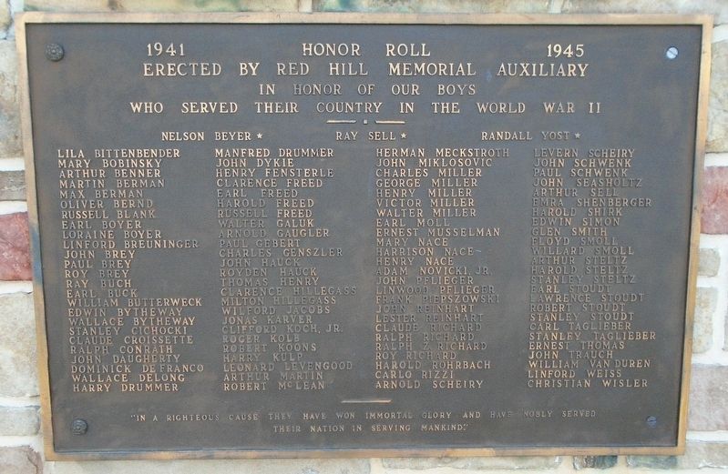 War Memorial WWII Honor Roll image. Click for full size.