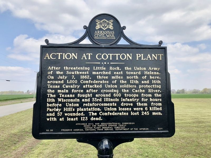 Action at Cotton Plant Marker image. Click for full size.