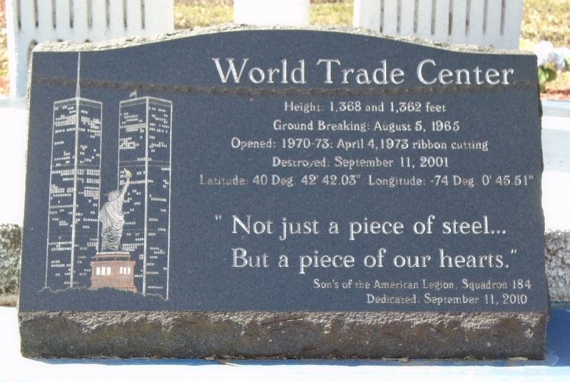 9/11 World Trade Center Memorial Marker. Click for full size. 9/11 World Trade Center Memorial Marker image. Click for full size.