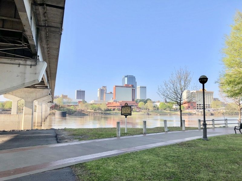 View of marker looking at Little Rock and along the Main Street bridge. image. Click for full size.
