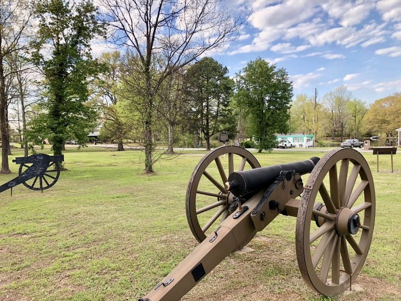 View of marker in small Bayou Meto park near the Reed's Bridge Battlefield Heritage Park.. Click for full size. View of marker in small Bayou Meto park near the Reed's Bridge Battlefield Heritage Park. image. Click for full size.