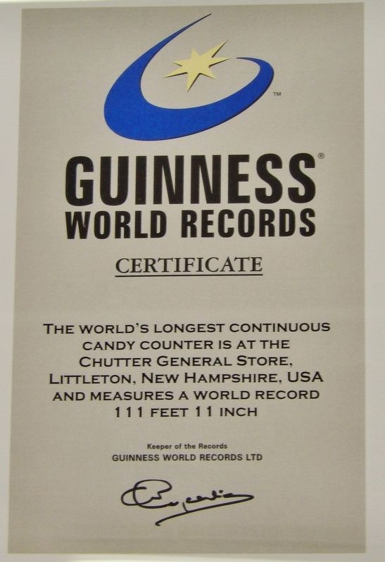 Chutter's Guiness World Record Certificate image. Click for full size.