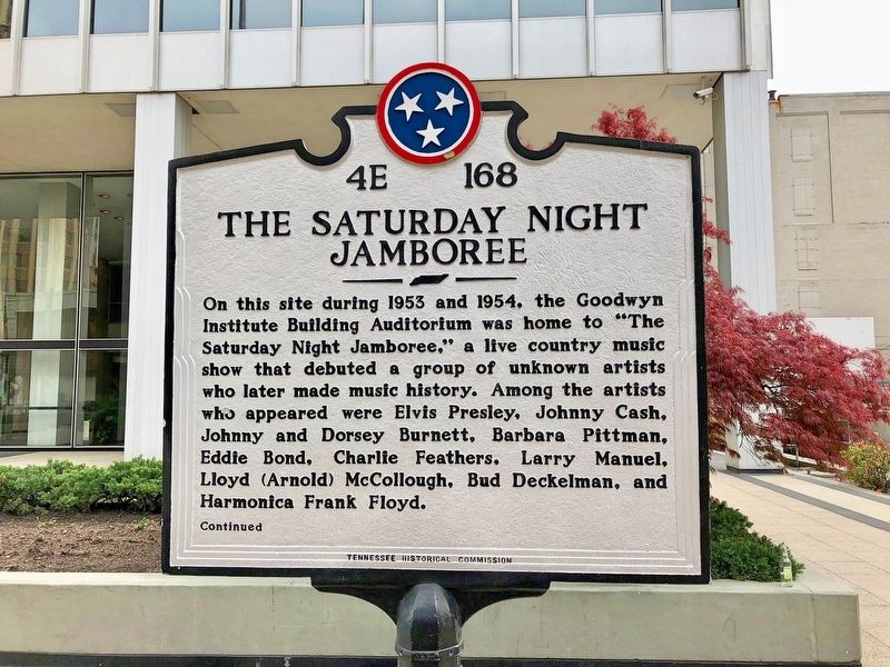 The Saturday Night Jamboree Marker (front) image. Click for full size.