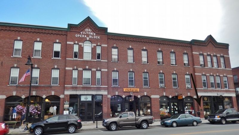 Tilton's Opera Block Marker (<i>wide view; marker is visible near west [right] end of building</i>) image. Click for full size.