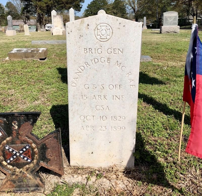 Closeup of Brig. Gen. Dandridge McRae's grave marker. image. Click for full size.