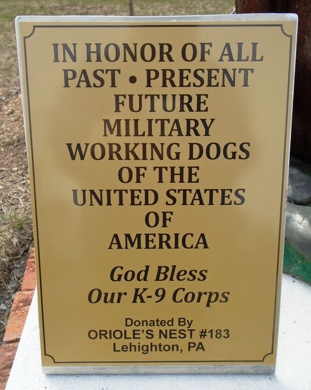 Military Working Dogs Memorial Marker. Click for full size. Military Working Dogs Memorial Marker image. Click for full size.