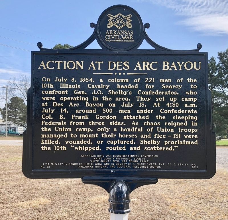 Action at Des Arc Bayou Marker image. Click for full size.