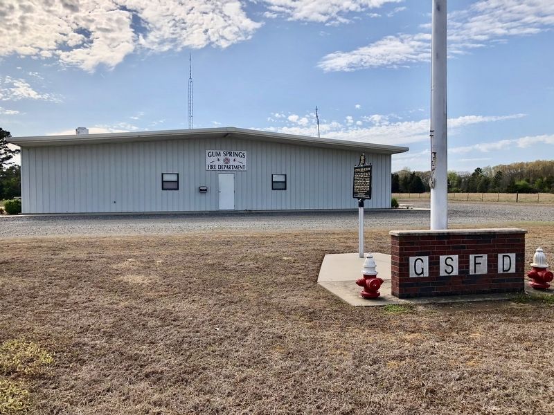 Action at Des Arc Bayou Marker at the Gum Springs Volunteer Fire Station. image. Click for full size.