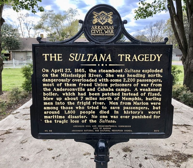 The <i>Sultana</i> Tragedy Marker image. Click for full size.