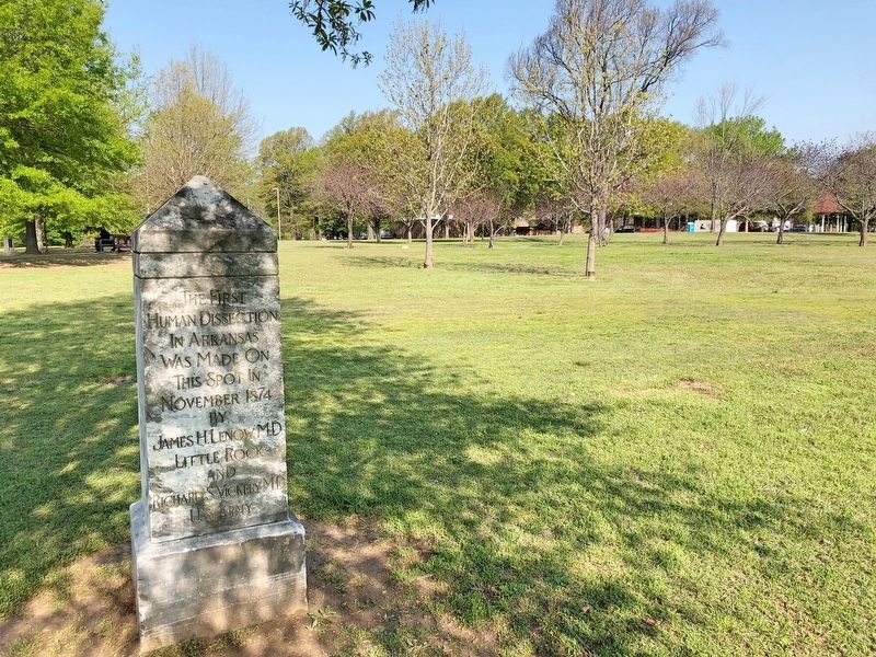 View from monument towards MacArthur Museum of Arkansas Military History. image. Click for full size.