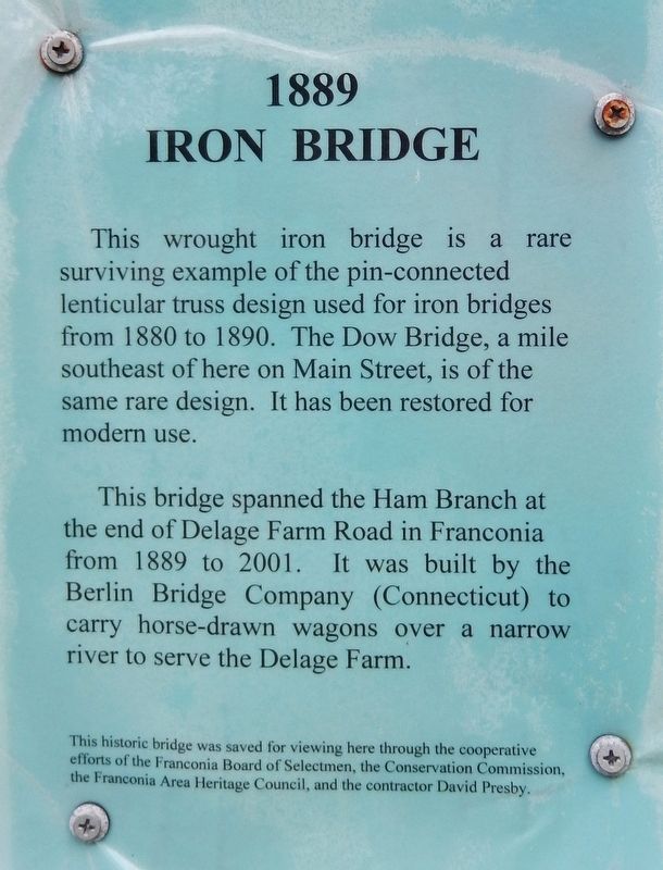 1889 Iron Bridge Marker. Click for full size. 1889 Iron Bridge Marker image. Click for full size.