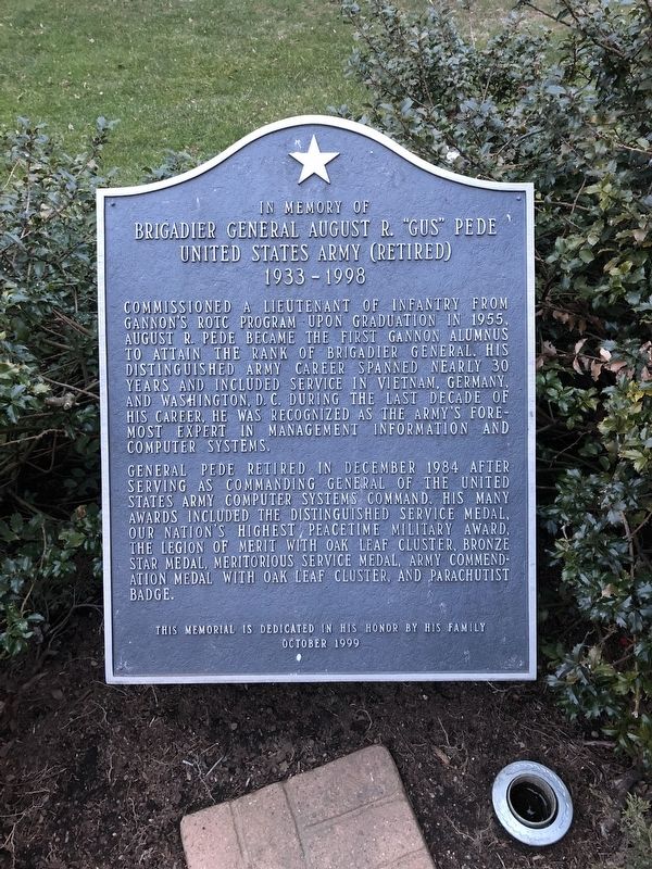 Brigadier General August R. "Gus" Pede Marker. Click for full size. Brigadier General August R. "Gus" Pede Marker image. Click for full size.