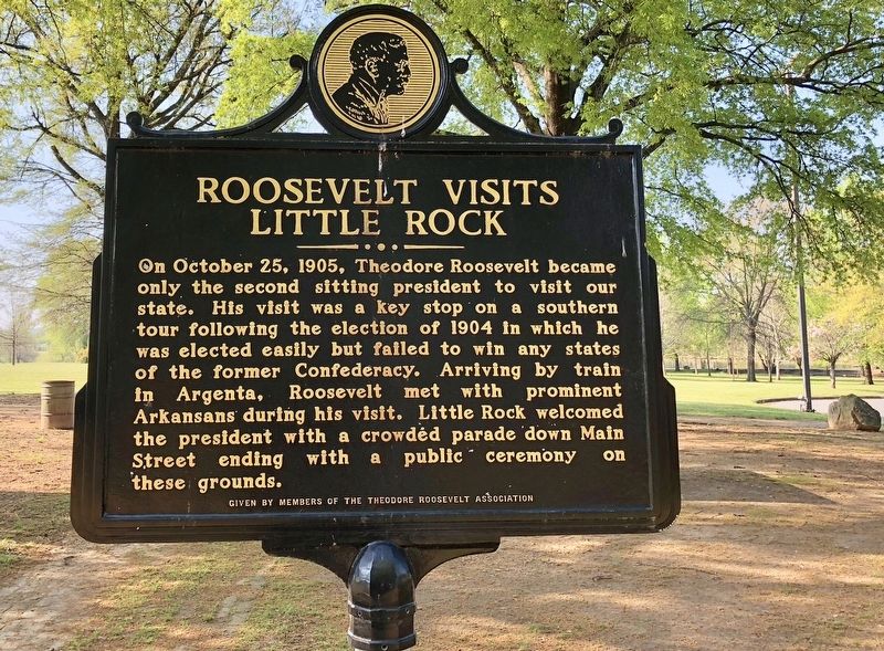 Roosevelt Visits Little Rock Marker image. Click for full size.