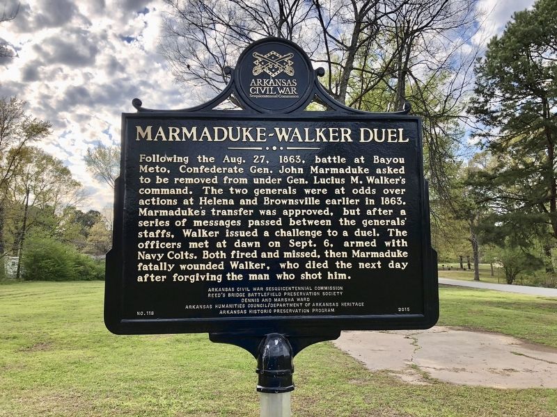 Another Marmaduke-Walker Duel marker located about 10 miles NNE in Jacksonville. image. Click for full size.