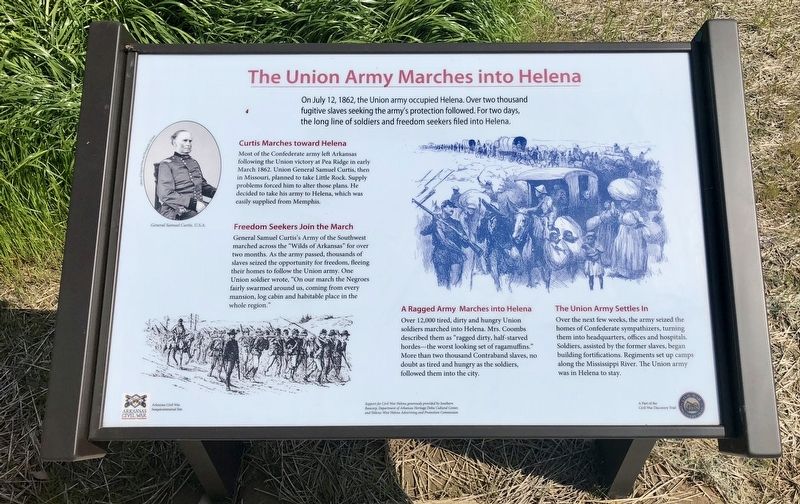 The Union Army Marches Into Helena Marker image. Click for full size.