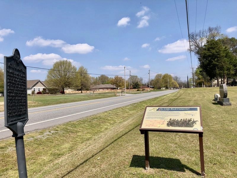 Battle of Brownsville marker looking north on Arkansas Highway 31. image. Click for full size.