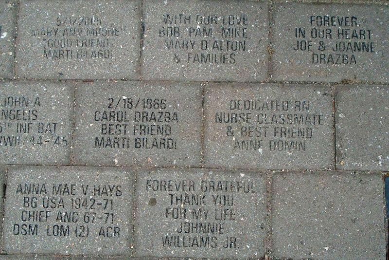 Pavers at 2LT Carol Ann Drazba, RN Memorial. Click for full size. Pavers at 2LT Carol Ann Drazba, RN Memorial image. Click for full size.