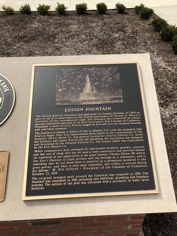 Edison Fountain Marker image. Click for full size.