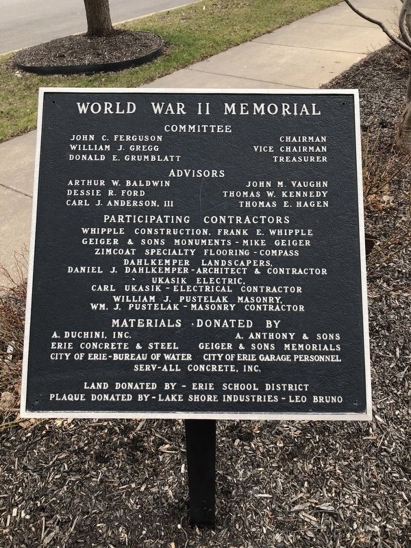 Erie County World War II Memorial Marker image. Click for full size.