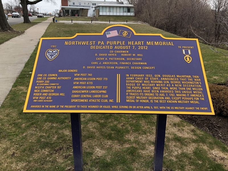 Northwest PA Purple Heart Memorial Marker image. Click for full size.