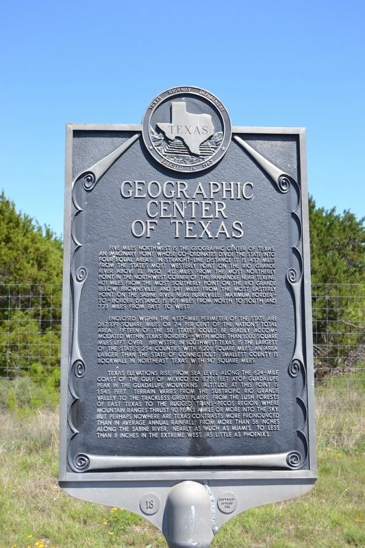Geographic Center of Texas Marker image. Click for full size.