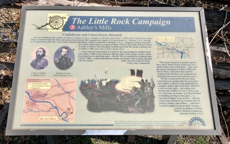 The Little Rock Campaign - Ashley's Mills Marker image. Click for full size.