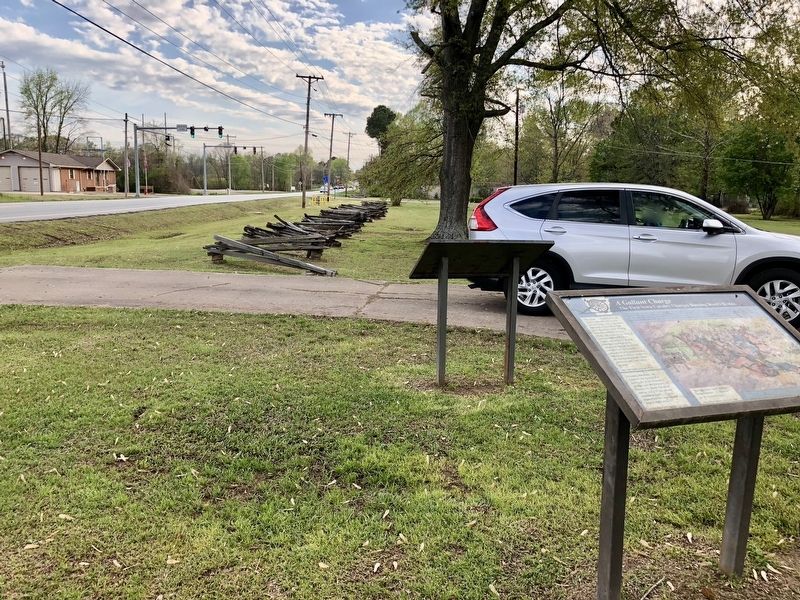 A Gallant Charge Marker looking south towards the Reed's Bridge Battlefield.. Click for full size. A Gallant Charge Marker looking south towards the Reed's Bridge Battlefield. image. Click for full size.
