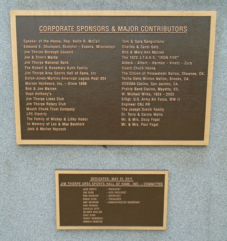 James Francis Thorpe Olympian Monument Sponsors. Click for full size. James Francis Thorpe Olympian Monument Sponsors image. Click for full size.