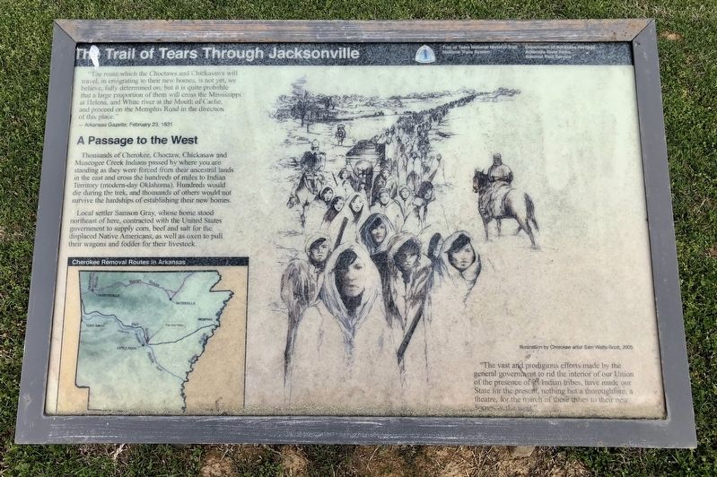 The Trail of Tears through Jacksonville Marker. Click for full size. The Trail of Tears through Jacksonville Marker image. Click for full size.