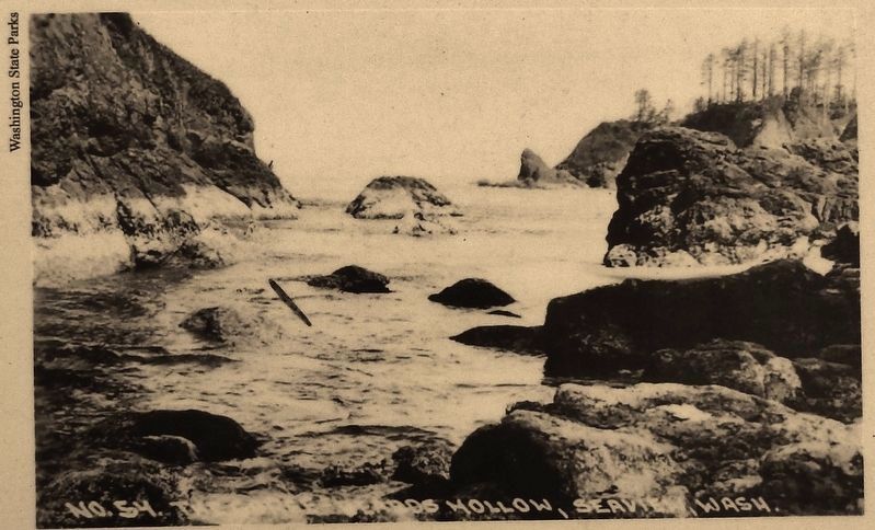 Marker detail: "The Gorge" is now a forested wetland. Overlook is in the top-right of this photo. image. Click for full size.